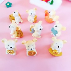 인테리어 미니어처큐트한 신상 실버 주판 본명년 생쥐 피겨 모형 진열장 미경관 케이크 DIY 장식 소재, 연노랑1호원보