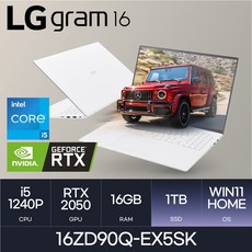 LG전자 그램16(12세대) 16ZD90Q-EX5SK, WIN11 Home, 16GB, 1TB, 코어i5, White