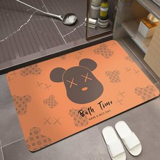 화장실 입구 욕실 발매트 규조토 미끄럼 방지 매트 주방 발매트 흡수 속건, 1개, 오렌지색 bathtime