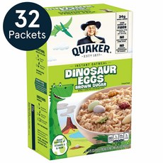 Quaker Instant Oatmeal Dinosaur Eggs & Brown Sugar 퀘이커 인스턴트 오트밀 다이노소어 에그 앤 브라운 슈가 14.1oz(400g) 4박스