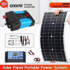 600W18V 휴대용 태양 전지 패널 전원 은행 태양 전지 패널 키트 12V 컨트롤러 가정용/캠핑/RV/자동차 고속 배터리 충전기 용 태양 전지 플레이트, with 220V inverter, 1개