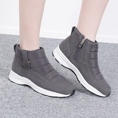 류앤샵 슬림한 논슬립 여성 패딩 털부츠 털운동화 방한부츠 퍼슬립온 앵클부츠 국내생산 굽4cm