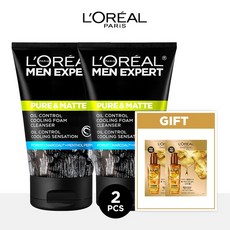 맨 엑스퍼트 퓨어앤매트 숯파우더 클렌징폼 100ml 2개+오일 샤쉐 2매(랜덤), 없음, 2개