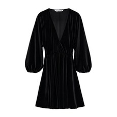 자라 ZARA 스타일 벨벳 브이넥 블랙 원피스 2731/257