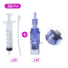 오토MTS 셀프 홈케어 탄력 모공 관리 기기 MTS Microneedle 10 PCS 카트리지 및 주사기 튜브 스크류 정장 2 in 1 미니 히드라 건 자동 Mesotherapy, 4.10 PCS 36 pins