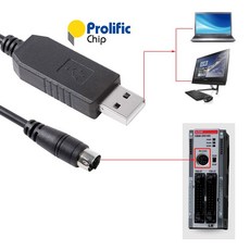 Prolific PL2303 USB-6 핀 미니 Din RS232 직렬 통신 케이블 LS XGB XBM XBC PLC-PC 제어 다운로드 케이블, 1M_Black, 1개