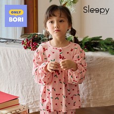 슬리피헤드 키즈 키즈 컴포터블 슬립웨어 잠옷 파자마 러플 앵두 레드