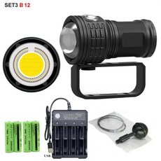 미니 손전등 LED 후레쉬 써치라이트 작업등 새로운 다이빙 11000lumens COB 고휘도 토치 수중 80M 방수 라이트 카메라 비디오 전술 Linternas, B12 18650charger