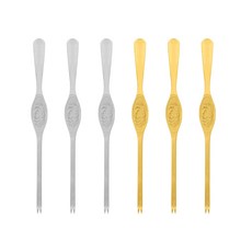 포크세트 (게포크 B타입 대형 -실버 3개+게포크 B타입 대형 -골드 3개) 게살 랍스타 꽃게 대게 크랩 속살 호두 주방 포크, 실버3P+골드3P, 1세트