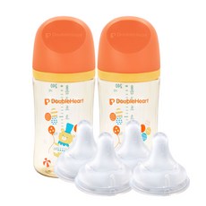 더블하트 모유실감 3세대 PPSU 디어프렌즈 트윈팩 240ml+젖꼭지(4입), 서커스베어, 1세트 - 디얼프렌즈