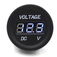 자동차 오토바이 방수 LED 디지털 디스플레이 전압계 12V-24V DC (파란색), 1개