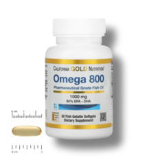 캘리포니아 골드 뉴트리션 오메가 800 피쉬 젤라틴 소프트젤 90개 X1병 CGN 골드뉴땡땡 약들약 고약사, 1개, 30정
