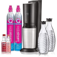 sodastream 탄산음료 스트림 아쿠아 피즈 스파클링 워터 머신(블랙)에 Co2 & Gla, Sparkling Water Maker, 1개, 620ml