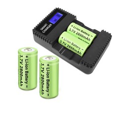 Powtree-16340 3.7V 2800mAh 리튬 이온 충전식 배터리 CR123A RCR123 ICR 손전등 셀 카메라 스마트 홈 장치, [01] 4XBatteryCharge, 01 4XBatteryCharge