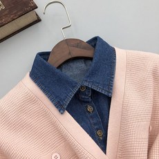 데님 페이크카라 넥케이프 청 셔츠카라 DD-12993