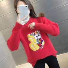 이너셔츠 인조 밍크 기모 두꺼운 와이드 루즈핏 풀오버 후드 이너티셔츠 겨울 가을 외 입다