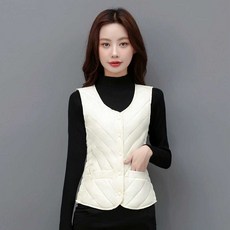 반팔패딩 여자 슬림 벨벳 사무실 회사 근무용 겨울조끼