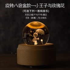 크리스마스 사슴 뮤직박스 인테리어소품 감성 신혼 워터볼 홈 장식품 20111314Z 회전 오르골 충전 재 - 숲 큰 뿔 사슴, 오르골 충전 재 활용 - 어린 왕자 장미