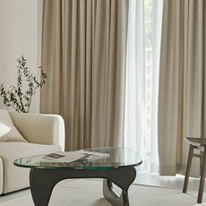 프리미엄 비침없는 밀크쉬폰 커튼(주름)+소프트 린넨스타일 암막커튼(주름)