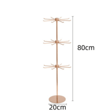 회전 진열대 스카프걸이 액세서리 거치대 팔찌 스탠드 매장용 선반 키링 디스플레이 업소용, 로즈골드(3단), 1개