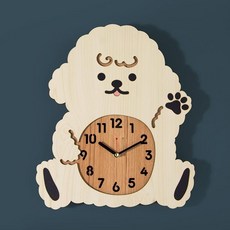 캐릭터 귀여운 공부방 코스트코 시계 학습 나무 미국 푸들 만화 거실 침실 영어, A, 강아지