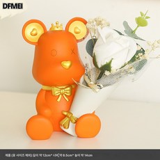 DFMEI 부케 소품 테이블 거실 술장 홈 인테리어 수지 공예 선물 소품, 스몰 오렌지+화이트 로즈