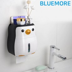 펭귄 휴지 걸이 욕실 수납 선반 무타공 방수 티슈 케이스 BLUEMORE DGL-009, 1개