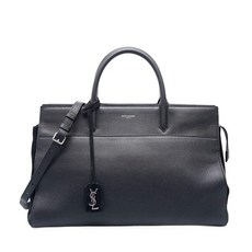 [생로랑] [빈티지] 블랙 카프스킨 로고 삭 카바 리브 고쉬 여성 토트백 448967 PC0254 BA0..