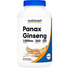 뉴트리코스트 파낙스 인삼 1000mg 240캡슐 무GMO 글루텐 프리 120제공량, 1개