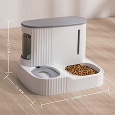 애완 동물 듀얼 그릇 애완 동물 고양이 자동 물 디스펜서 피더 고양이 개 자동 물 공급, 신사 그레이, 1개