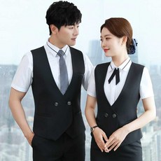 유니폼 셔츠 조끼 베스트 홀서빙 음식점 홀서빙 단색, 1개