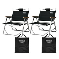 원스위크라이프 접이식 캠핑의자 + 가방 세트, 블랙, 2세트
