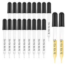 20Pcs 1Ml 유리 액체 Droppers 메이크업 아트 액체 스트레이트 팁 스타일에 대 한 검은 흡입 전구와 눈 Dropper 피펫