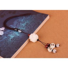 룸미러 걸이 염주 복 평안 안전 운전 무사고 기원 불교 용품 연꽃 보리수 자동차 키 기어, 평안하고 길하다, 1개