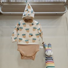 [모이몰른]243#토리 면모달 바디슈트세트/방울이 달린 모자가 세트로 구성된 귀여운 바디슈트
