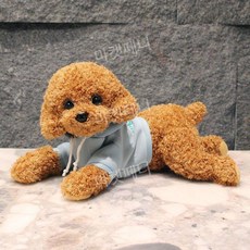 푸들인형 진짜같은강아지인형 진짜강아지인형 리얼강아지인형 귀여운, 다크 브라운 도그 블루 스웨트 셔츠, 35cm