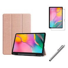 갤럭시탭A 8.0 북커버 케이스+액정필름+터치펜 SM-T290N T295N 케이스나라, 로즈골드, 1개 로즈골드, 1개