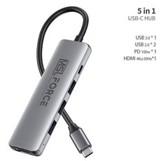 어댑터 썬더볼트 도킹 전원 휴대용 도크 HDMI 노트북용 허브 멀티 3.0 vga C 합금 USB 알루미늄 타입 스테이션 맥북, 한개옵션2, 5 in 1, 한개옵션1