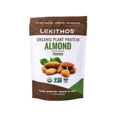Lekithos® 인증된 유기농 아몬드 단백질 파우더 2268g8온스 단일 성분 GMO 프리 프로젝트 인증, 227g