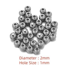 스테인리스 스틸 비즈 3-10mm 스트레이트 홀 1-5mm 스페이서 볼 DIY 팔찌 쥬얼리 제작 액세서리 50 개
