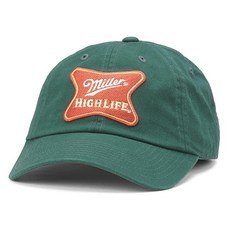 아메리칸 니들 5655754766 AMERICAN NEEDLE 유니 Miller High Life Beer Ballpark 조절 가능한 버클 스트랩 야구 모자 다크 그린.