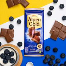 Alpen Gold молочный шоколад с черникой и йогуртом, 80 г