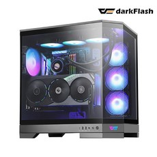 부피가 큰 상품은 개별 택배비 적용으로인한 2개이상 구매시 착불로 발송됩니다.darkFlash DQX90 ARGB 강화유리 미들타워 PC케이스 (블랙)