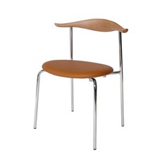 카우 스틸 PU 쿠션 카페 식탁 디자인의자, 브라운