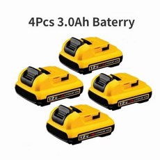 교체용 리튬 이온 배터리 DCB120 6.0Ah 10.8V 12V 최대 3Ah 충전식 배터리 DCB123 DCB127 DCB124 DCB121, 4Pcs 3.0Ah Baterry, 4개