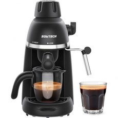 SOWTECH 에스프레소 커피 머신 카푸치노 라떼 메이커 3.5 바 14 컵과 스팀 밀크 프로더 블랙, Black, Black