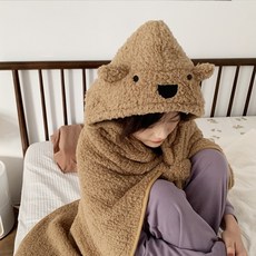 비브삭 뽀글이 커플 후드 담요 무릎담요 치마담요 입는 망토