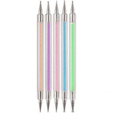 SMYTShop 5개 세트 양끝 크리스탈 도트 매니큐어 도구 페인팅 펜 네일 아트 페인트 컬러풀 A