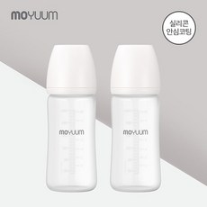 [모윰] 안심코팅 노꼭지 유리젖병 240ml 2팩, 화이트, 2개