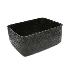 천연 빨대 등나무 상자 직사각형 잡화 화장품 보관 용기 캠핑, 1.Black, A.M